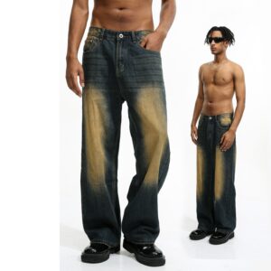 vintage wash baggy jeans | retro loose fit straight leg wide leg trousers