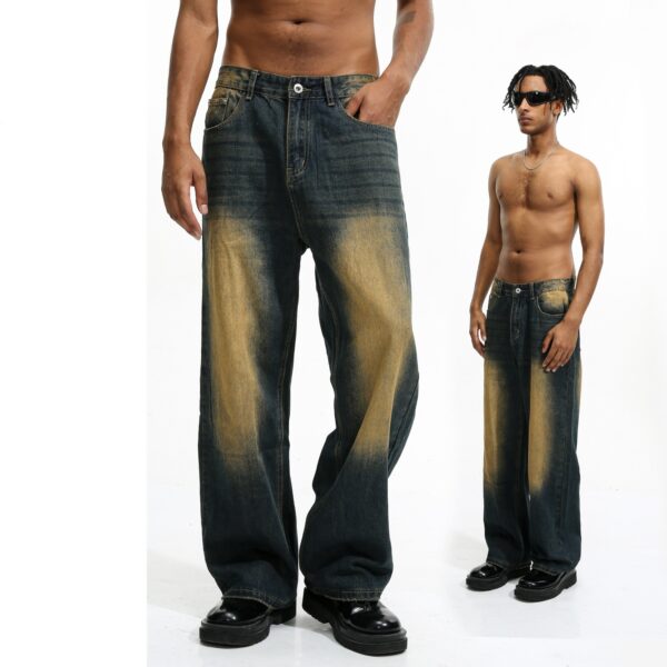 vintage wash baggy jeans | retro loose fit straight leg wide leg trousers